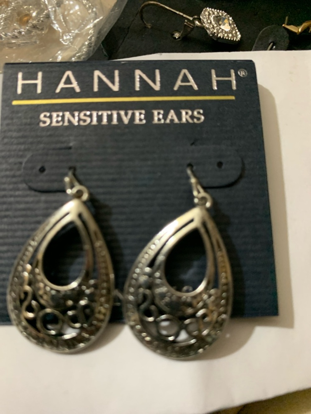 Hannah Silver-Tone Filigree Teardrop Dangle Earrings